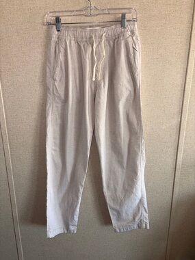 Hollister Linen Blend Loose Pull On Pants XS Cream Resort Coastal Casual Luxe